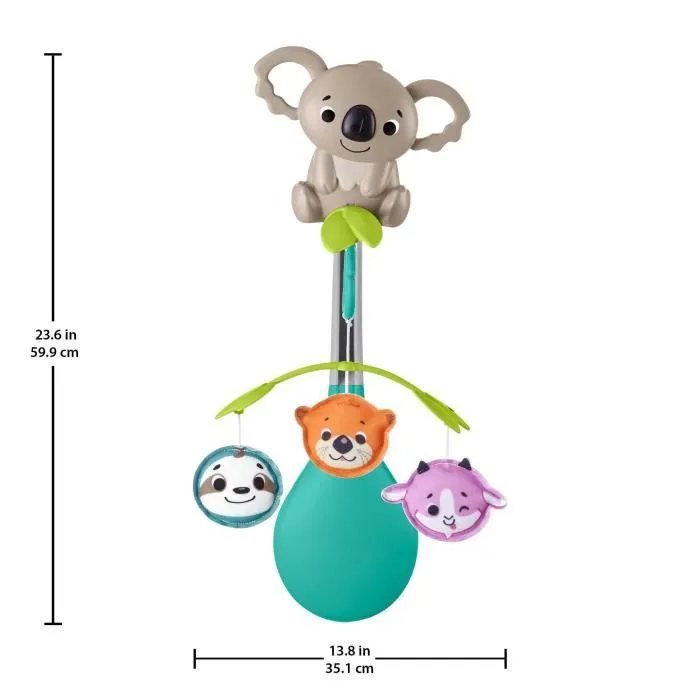 Fisher-Price Mobile Animaux 3 en 1 pour berceaux et poussettes avec jouet transportable pour les bébés dès la naissance, HGB90 HGB90-2