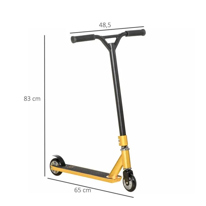 HOMCOM Trottinette freestyle pro rotation à 360° résistante aux acrobaties et sauts aluminium 83 cm de hauteur roues de 100 mm-3