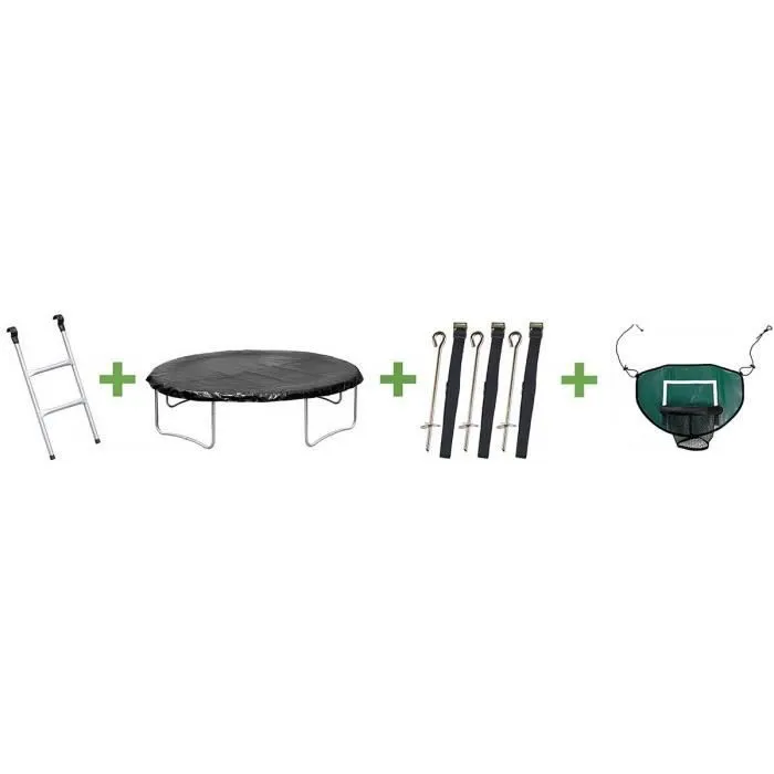 Trampoline avec filet intérieur et panier de basket "jumper" Ø3,05 - Gris-2