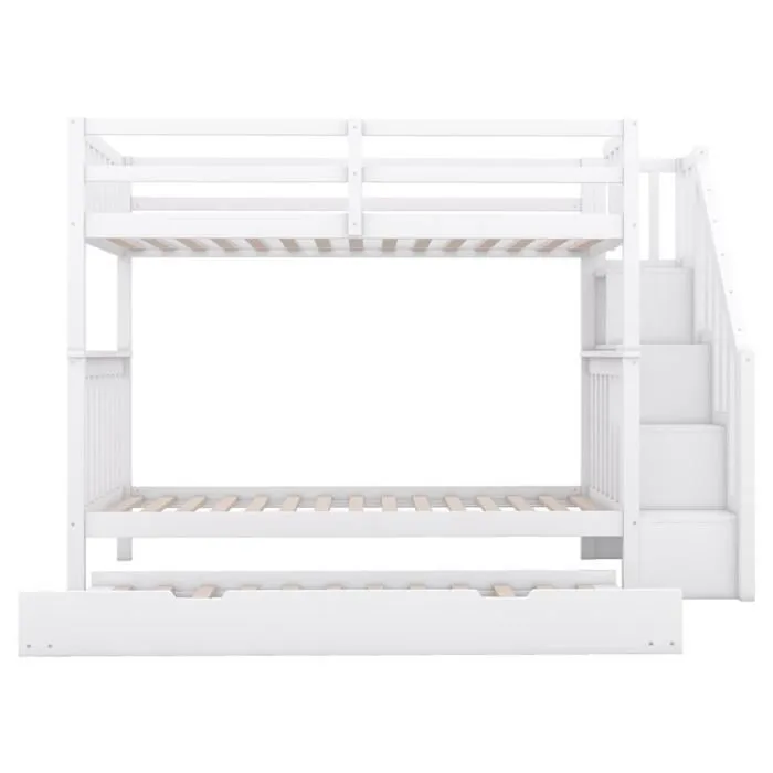 Lit superposé - Non spécifié - 90x200cm - Blanc - Bois massif - Garde-corps hauts-2