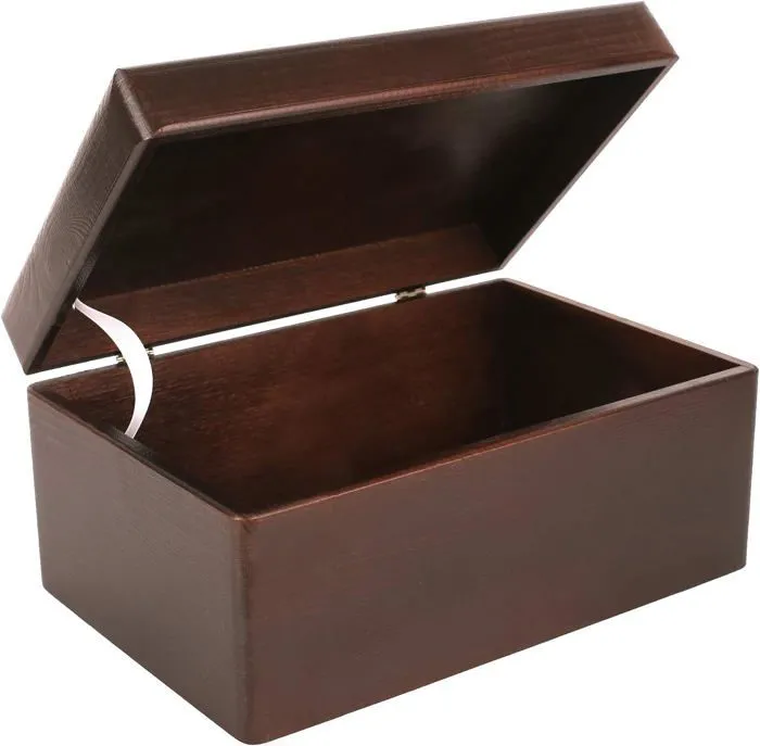 Boîte de Rangement en Bois Marron - 30 x 20 x 14 cm - avec Couvercle - Boîte Caisse Malle Coff-1