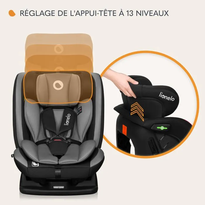 Siège-auto bébé évolutif LIONELO Aart i-Size - 40-150 cm - De 0 à 36 kg - Soutien lombaire - Groupe 0+/1/2/3 - Gris-4
