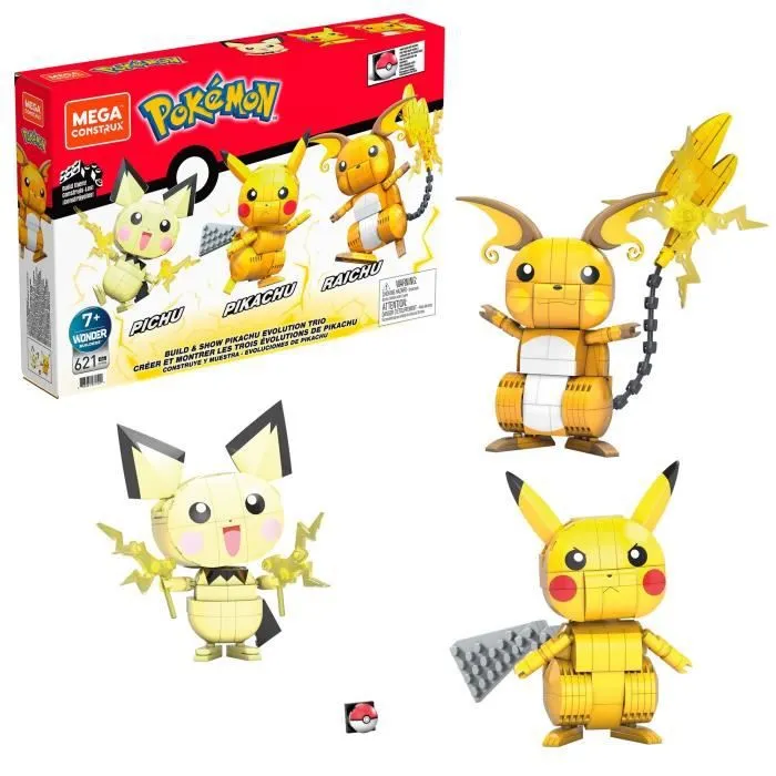 Mega Construx - Pokémon - Coffret Trio Évolution Pikachu - jouet de construction - 7 ans et +-0