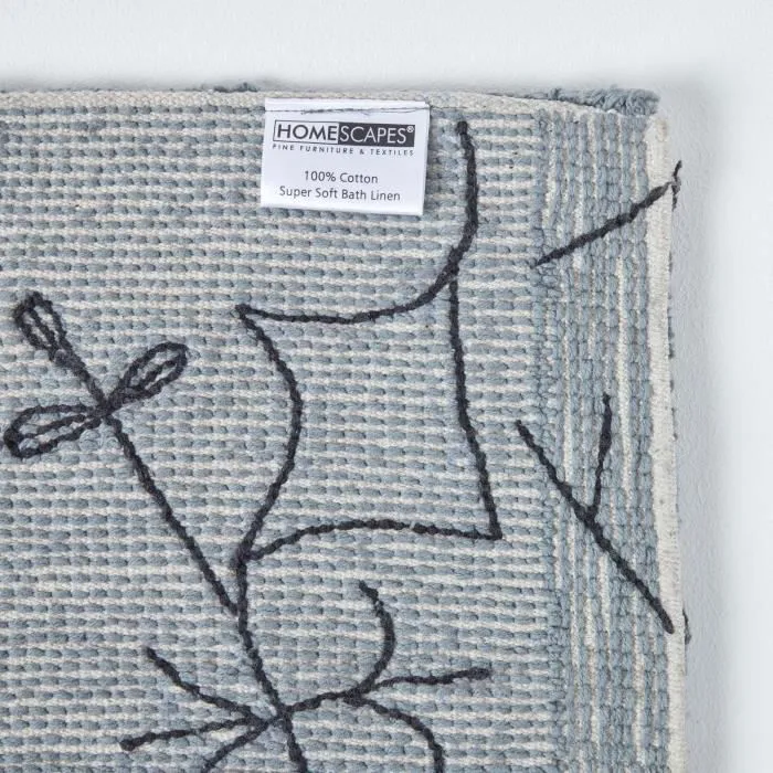Tapis de bain en coton damassé noir - HOMESCAPES - 50 x 80 cm - Antidérapant - Absorbant-3