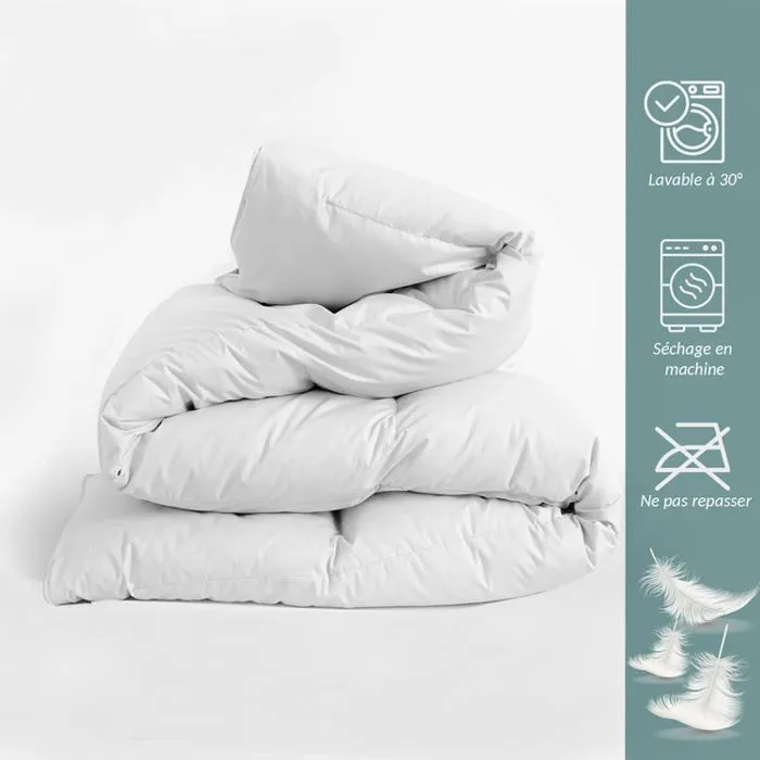SAMPUR - Couette Légère Luxe Plume 220x240cm | 100% Plumes Naturelles de Canard, garnissage 200g/m2-1