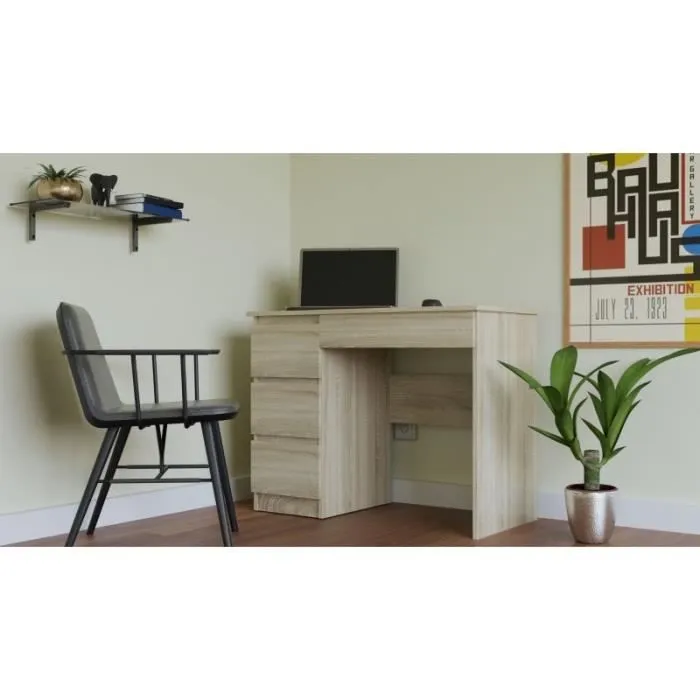 MESO - Bureau gauche style moderne bureau/chambre d’ado - 98x51x76 - 4 tiroirs-2
