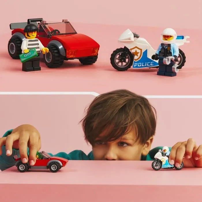 LEGO® City 60392 La Course-Poursuite de la Moto de Police, Jouet Voiture de Course et 2 Policiers-5
