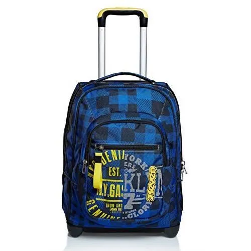 Seven Sac à Dos à Roulettes, Check, Sac à Livres à Roulettes, 2 en 1, Sac à Dos + Trolley, Filles et Garçons, pour l'École, le Spo-1