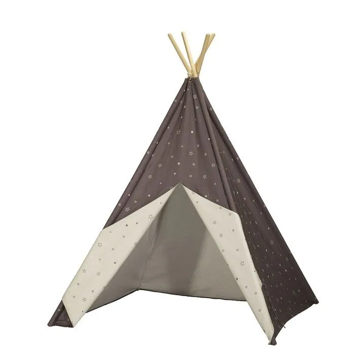 Tipi en toile en coton gris - SAUTHON - NEW LAZARE - Mixte - 160x110x110 - Bébé-0