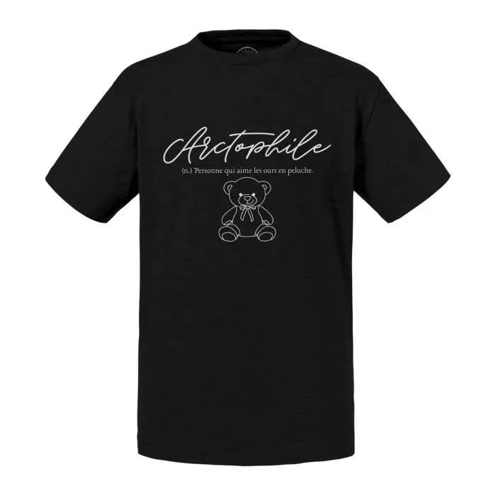 T-shirt Enfant Noir Arctophile Ours en Peluche Ourson Collectionneur-0