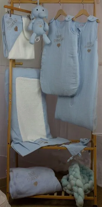 Sortie de bain + Gant "DODO" Bleu-1