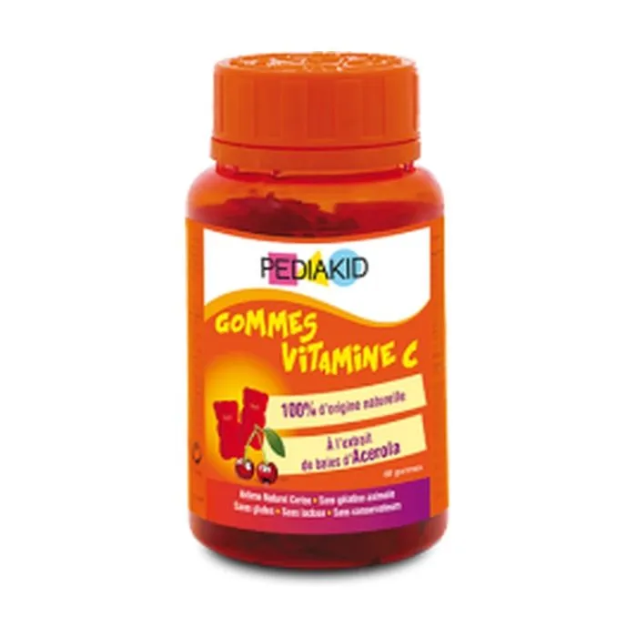 PEDIAKID - 60 Gommes Vitamine C - Formule Naturelle -Goût Cerise - Contribue à Réduire la Fatigue - Soutient le Métabolisme Énergéti-0