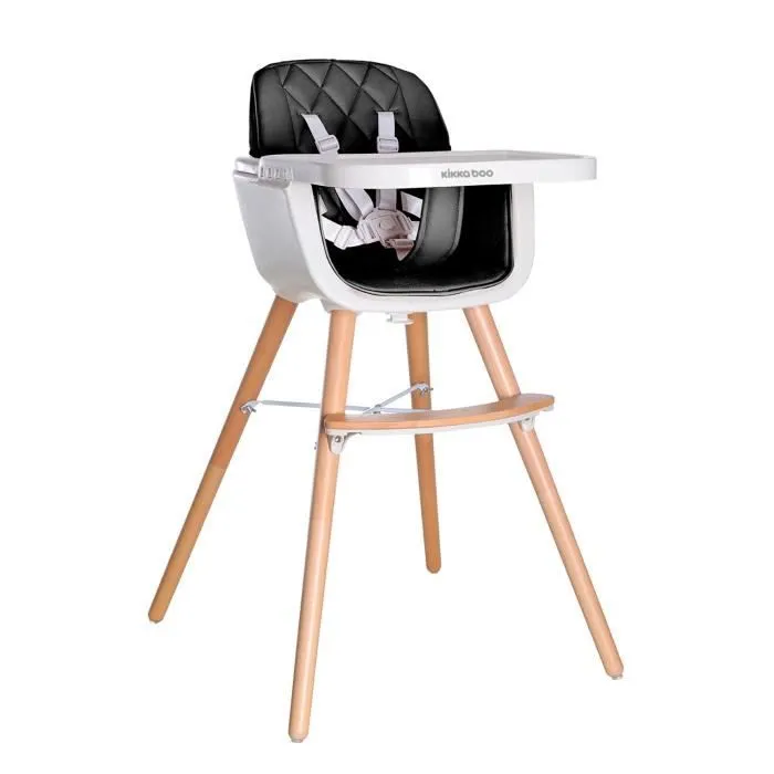 Chaise haute 2 en 1 Woody - KIKKABOO - Noir - Réglable - Enfant - Poids 4,7 kg-2