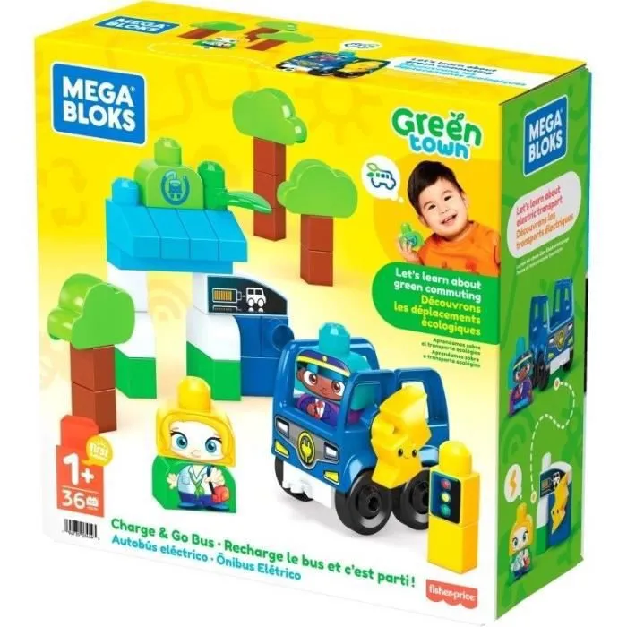Coffret Jeu de Construction - MEGA Bloks - Ville Verte - Bus Électrique - 35 Blocs - Certifié CarbonNeutral-0