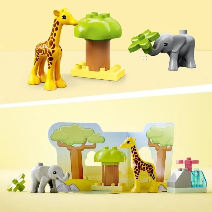 LEGO® 10971 DUPLO Animaux Sauvages d’Afrique, Jouet sur le Safari dès 2 Ans avec Figurines d'Éléphant et Girafe avec Tapis de Jeu-3