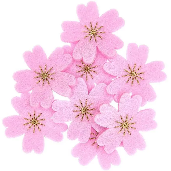 Confettis fleur de cerisier - feutrine or et rose foncé-1