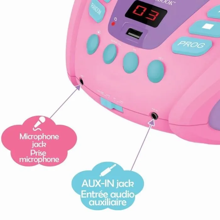 Lecteur CD Portable Bluetooth Licorne avec Effets Lumineux et USB-3