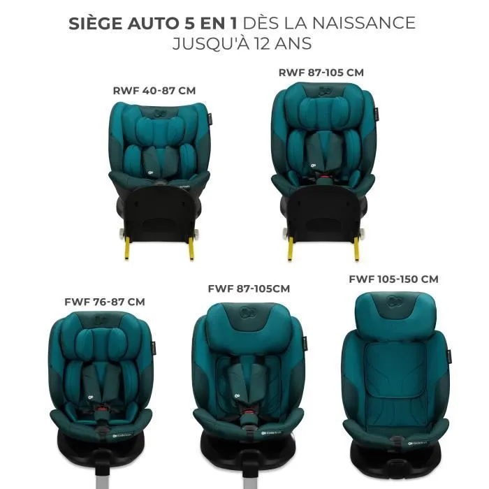 Siège auto I-size 40-150 cm - KINDERKRAFT I-FIX - Siège pivotant 360 - Base intégrée avec isofix - Systèmes de sécurité - Vert-1