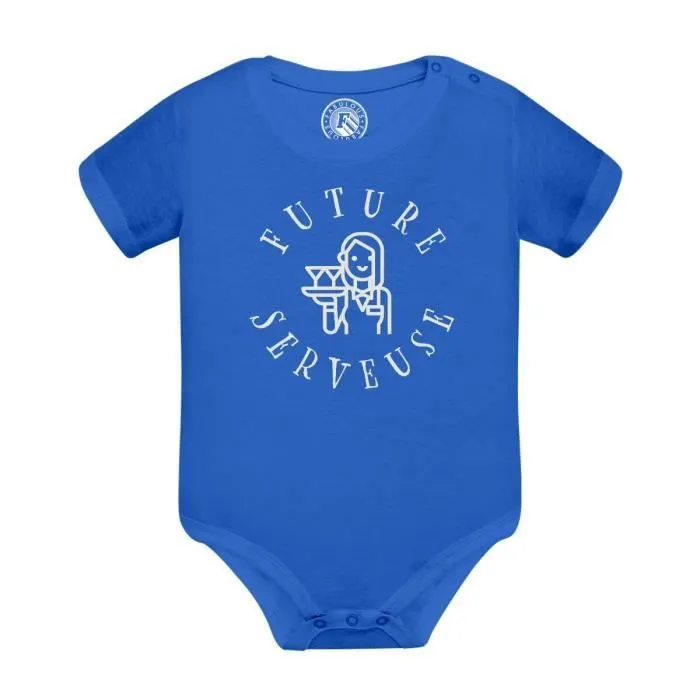 Body Bébé Manche Courte Bleu Future Serveuse Métier Service Restaurant Bar-0