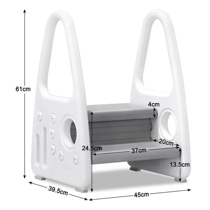 YUENFONG Marchepied pour Enfants - 2 marches - Escabeau Pliable En plastique - Pour la cuisine et la salle de bain - Gris-1