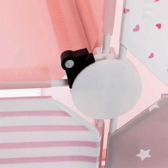 Meuble de rangement colonne Armoire de rangement jouets- Forme Château - Coloris ROSE GRIS et BLANC-3