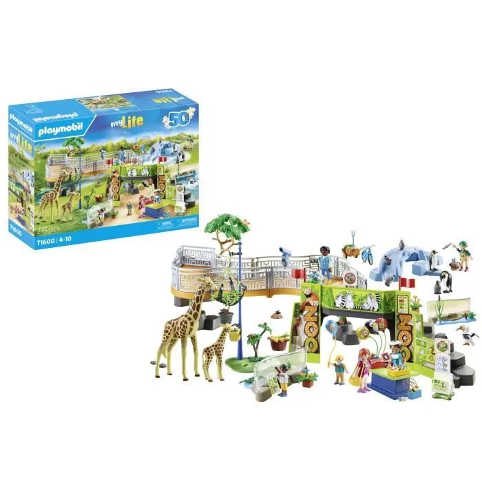 PLAYMOBIL 71600 Parc animalier avec visiteurs, My Life, 66 pièces, Dès 4 ans-0