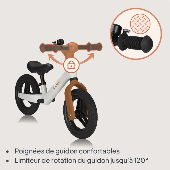 Draisienne avec casque LIONELO Toni - À partir de 18 mois - Vélo bébé - Léger - Guidon et selle réglage - Beige-4