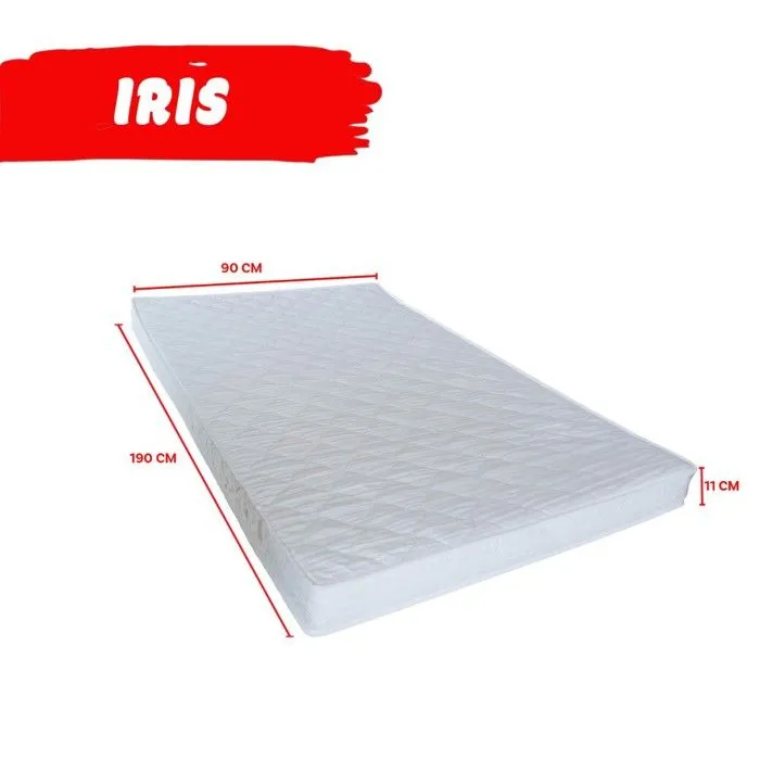 Lit cabane PANDA 90x190 + 1 sommier + matelas IRIS / Blanc-5