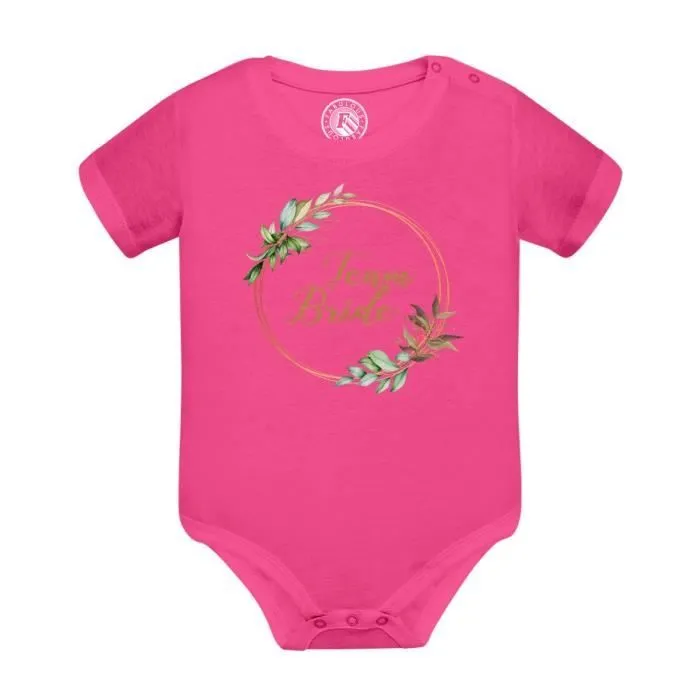 Body Bébé Manche Courte Rose Team Bride  Mariage Mariée Cercle Fleurs-0