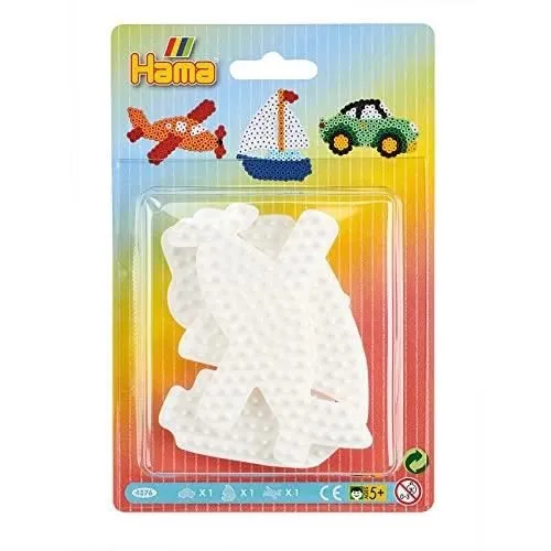 Plaques pour perles à repasser - HAMA - Blister 3 pièces - Voiture, Bateau, Avion - Mixte - 5 ans et plus-0