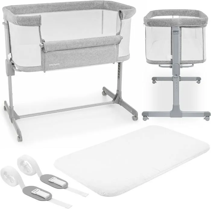 Lit bébé Cododo 3 en 1- Lit Parapluie Pliable Luna- Moby-System- Jusqu'à 9 kg, 7 Niveaux Réglables, 4 Roulettes Mur Latéral Amovible-0