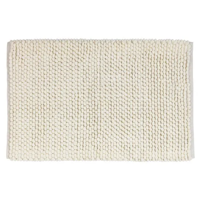 WENKO Tapis de bain Urdu, Tapis salle de bain anitdérapant, coton mélangé, 60x90 cm, Ecru