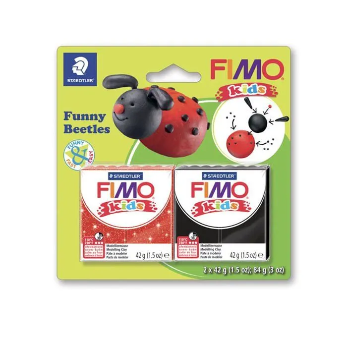 Kit de pâte à modeler - FIMO - Coccinelle - Rouge et Noir - Durcit au four - 3 ans et plus-0