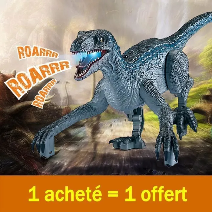 Jouet Dinosaure Télécommandé Robot Radiocommandé avec Lumière Et Son LED-bleu-0