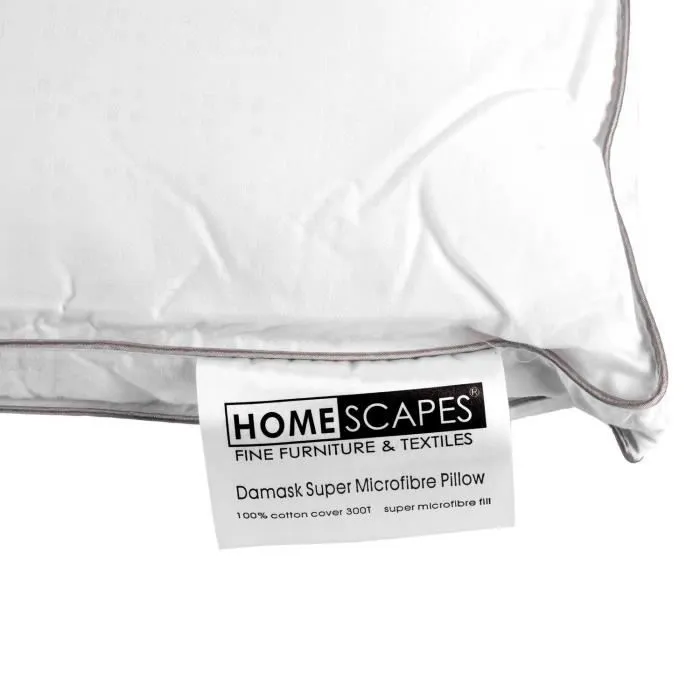 Oreiller rectangulaire - HOMESCAPES - 50 x 75 cm - 100% Microfibre - Coton damassé - Hypoallergénique-3