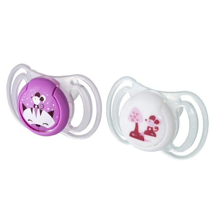 Sucette Neobaby Sucette Light avec tetine anatomique en silicone Maxi 12 mois + 2 pieces, rose-0