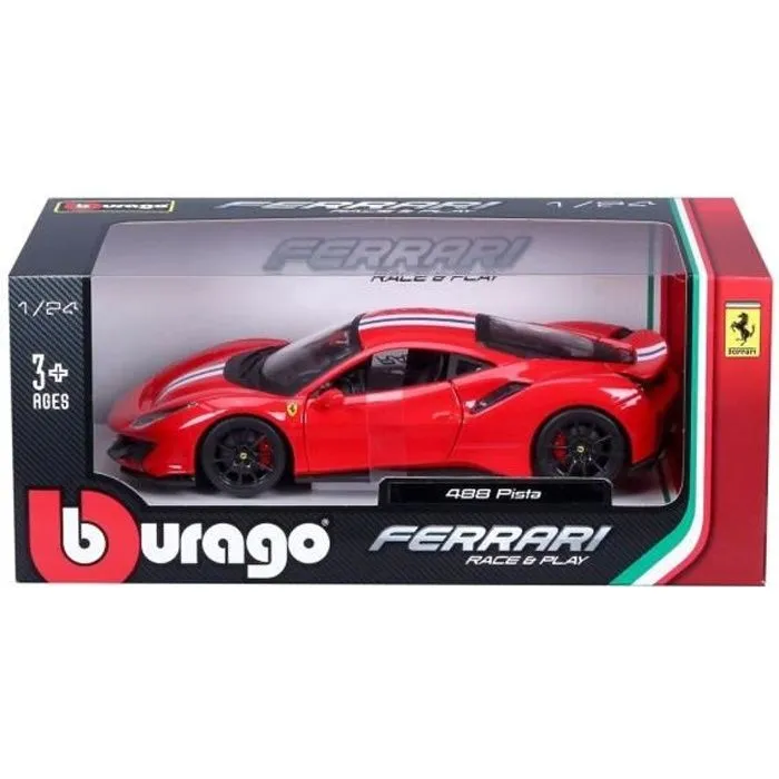 Véhicule miniature BBURAGO 1/24 FERRARI - 488 Pista - Rouge - Pour enfant de 3 ans et plus-0