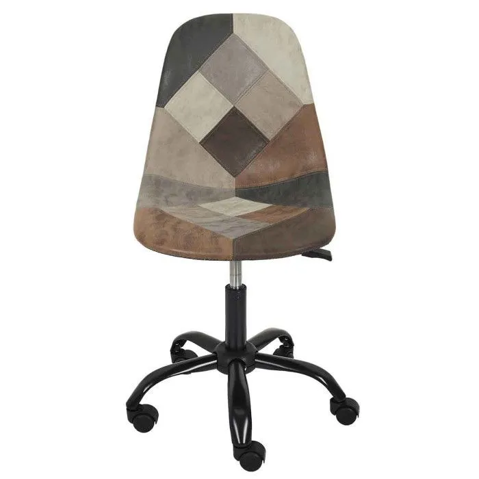 Chaise de Bureau "Patchwork" 78cm Marron & Noir-2