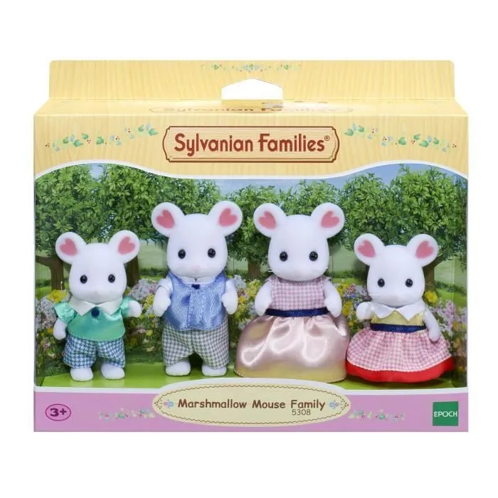 Figurine Famille Souris Marshmallow Sylvanian - SYLVANIAN FAMILIES - 5308 - Articulée et Habillée - Mixte-4