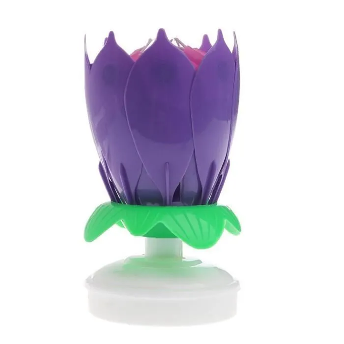 Bougie d'anniversaire lotus fleur musicale tournante - Sans marque - 1xpurple-1