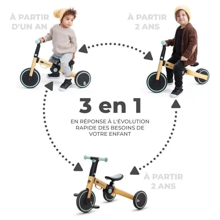 Tricycle évolutif 3en1 KINDERKRAFT 4Trike - Jusqu'à 25 Kg - Multiples configurations - Miel-2