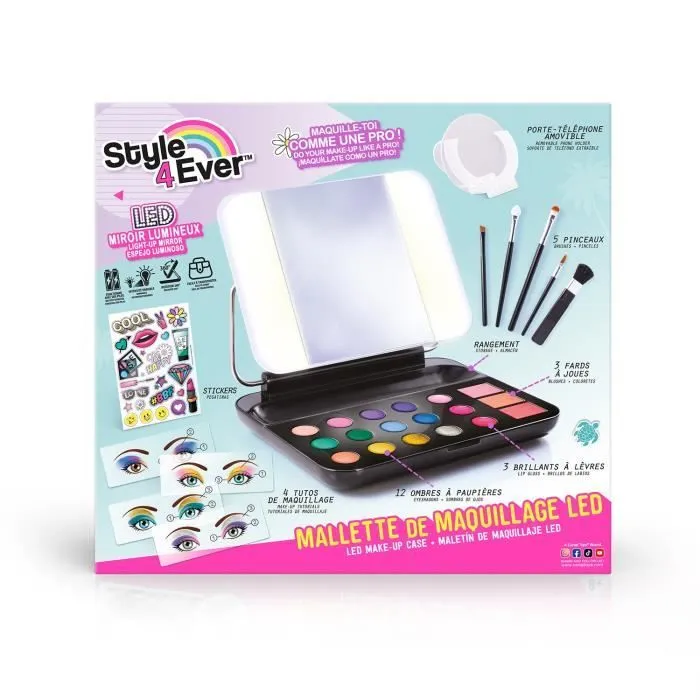 Mallette de maquillage pour enfant avec miroir LED et porte-téléphone - Style 4 Ever - Canal Toys-8