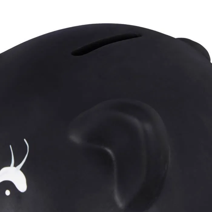 Relaxdays Tirelire cochon, ardoise, personnalisable, céramique, mariage, anniversaire, baptême, HxLxP 14x17x13 cm, noir-1