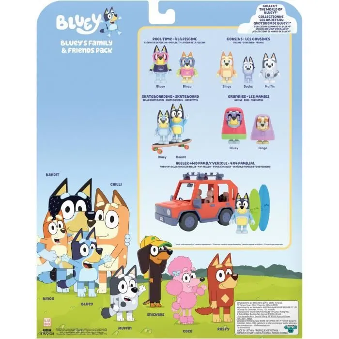Figurines - BLUEY - Coffret 8 personnages - Figurines articulées - Univers de la série - Mixte-3