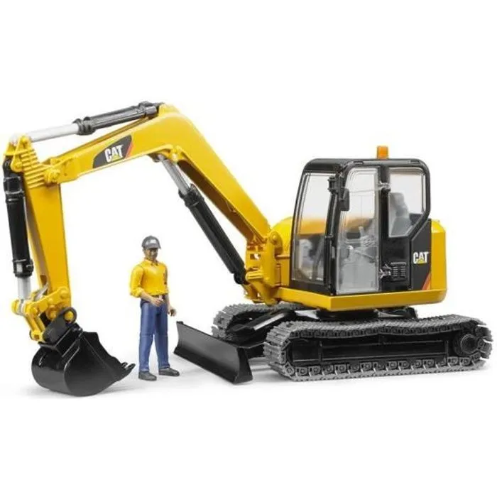 Mini pelleteuse CATERPILLAR BRUDER 2466 - Echelle 1:16 - 41 cm - Jaune-0