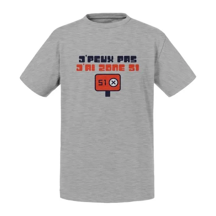 T-shirt Enfant Gris J'Peux Pas J'ai zone 51 OVNI Extraterreste Mars-0