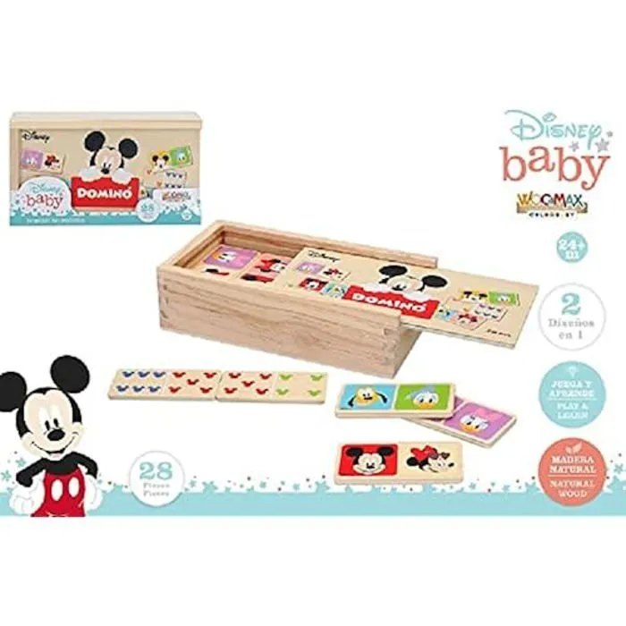 Jeu de Table - WOOMAX - Domino Disney - En Bois - 28 Pièces - Pour Enfants 2 Ans et Plus-0