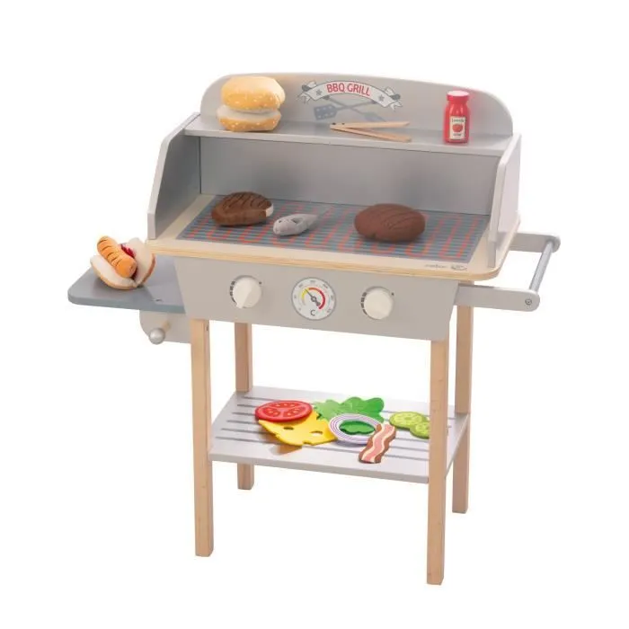 Jouet Barbecue en Bois - ROBA - 14 pièces d'Accessoires en Peluche-0