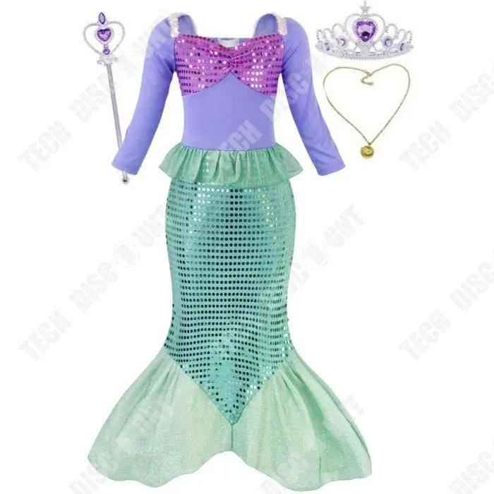 TD® Sirène sequin robe costume filles robe de princesse enfants costumes de Noël doux pour la peau respirant-0