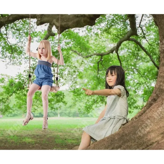 TD® Balançoire en bois conception artisanale solide mobilier extérieur jouet jeu pour enfant installation et utilisation simple-1